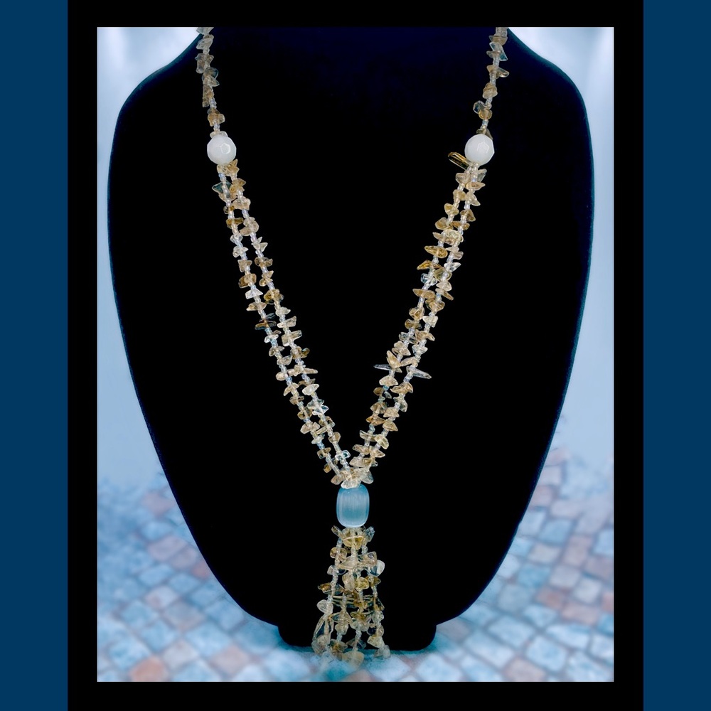 Natural Quartz Crystal Chip Tassel Necklace